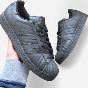 Y2K Adidas Superstar all black sneakers trainers shoes mens size 10